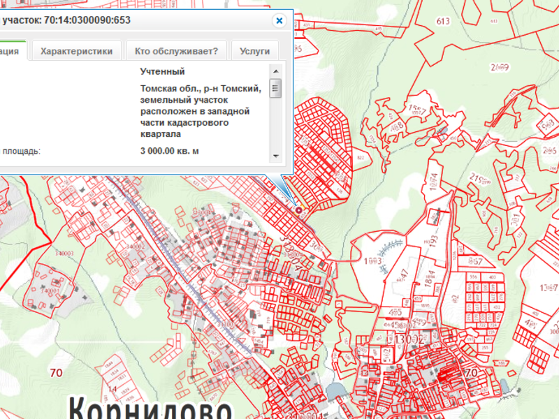 Кадастровая карта томск корнилово